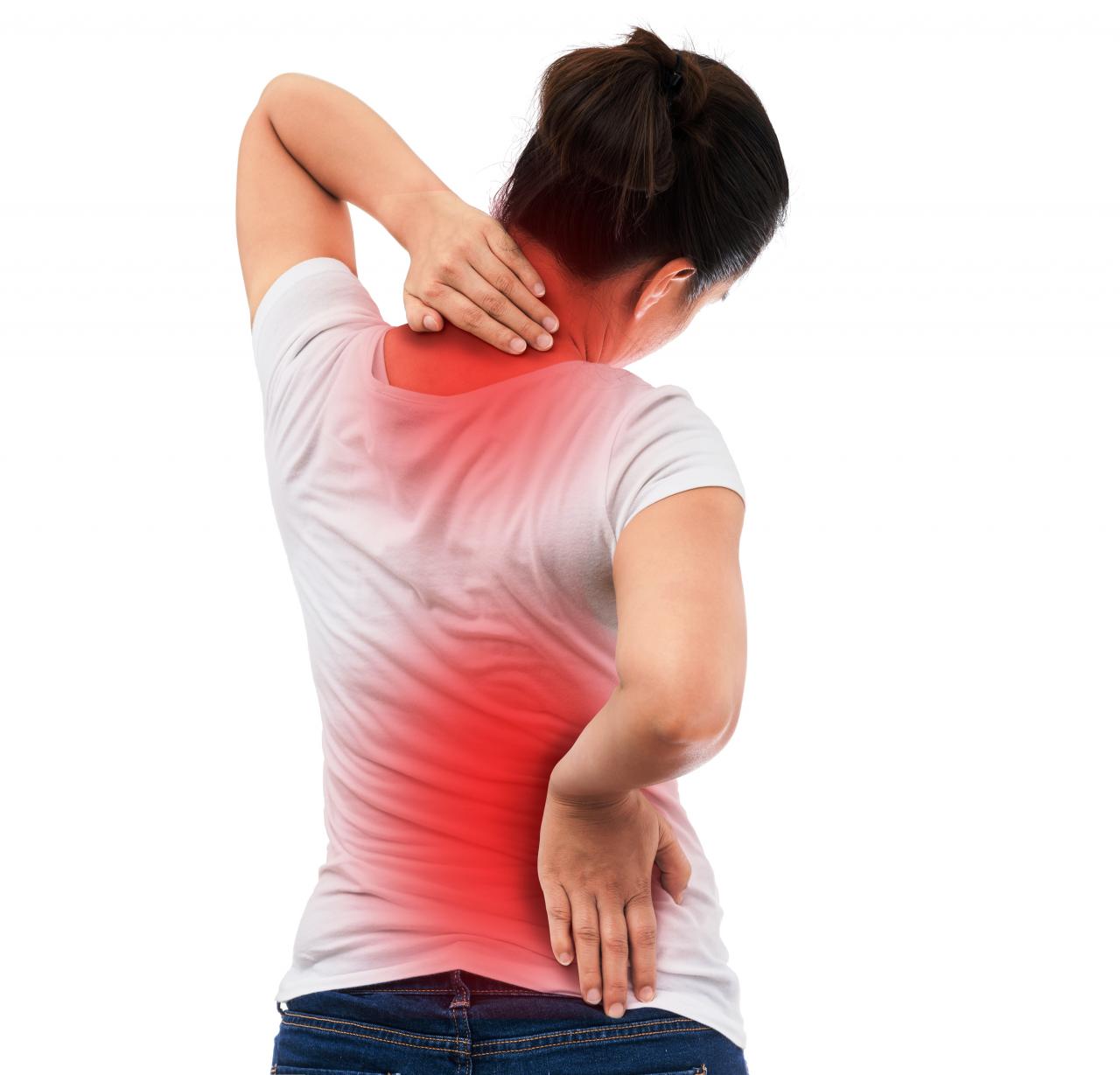 Woman suffering from neck and back pain